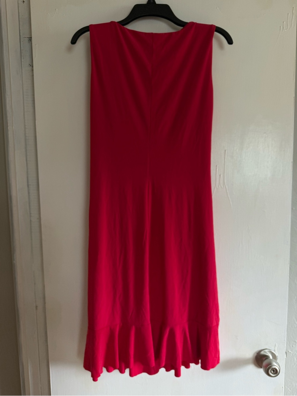 Red Sleeveless Draped Ruffle Dress - Picture 2 of 3